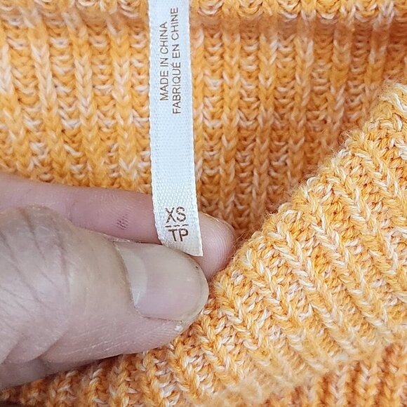 Free People Womens Ribbed Knit Sweater XS Orange Mock neck Pullover 28CT - Picture 5 of 8